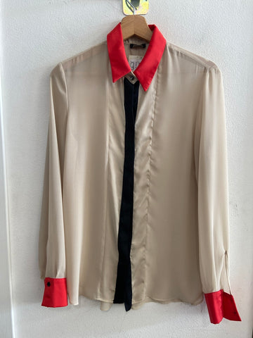 CAMICIA OLTRE TGM BEIGE/NERO/ROSSO