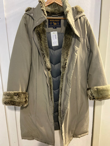 GIUBBOTTO WOOLRICH TGXL BEIGE C/RIPORTO PELLICCIA DONNA