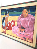 OLIO SU TELA LEGGIO OMAGGIO A PAUL GAUGUIN 59X79 CM