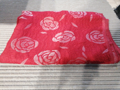 SCIARPA MISTO SETA ROSSO A FIORI