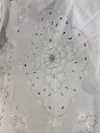 COPRILETTO MATR.IN COTONE BIANCO C/RICAMO SFILATO SICILIANO