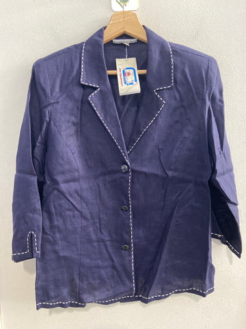 GIACCA LUCA GIORDANI TG48 BLU IN LINO DONNA