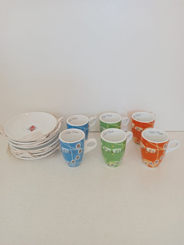 6 TAZZE CAFFE' IN PORCELLANA MOAK + PIATTI
