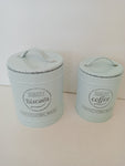 COPPIA BARATTOLI IN LATTA BISCUITS  E CAFFE' VERDE VARIE MISURE