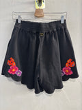 PANTALONCINO TWINSET TG42 NERO C/FIORI RICAMATI