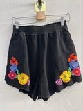 PANTALONCINO TWINSET TG42 NERO C/FIORI RICAMATI