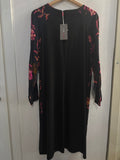ABITO LINK DONNA TG.3XL NERO C/FANTASIA FIORI FUCSIA