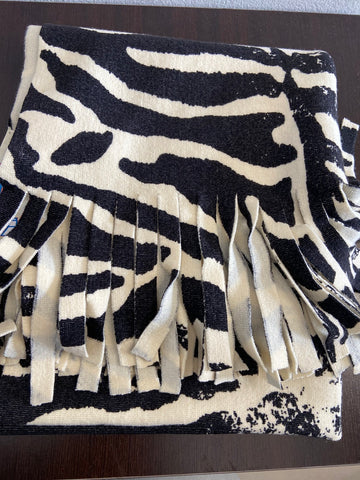 SCIARPA BLUMARINE IN LANA STAMPA PANNA/NERO