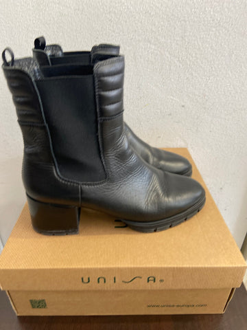 STIVALETTO UNISA MIS.39 PELLE NERO C/SCATOLO