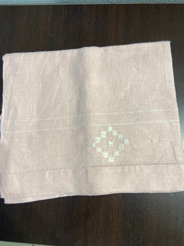 ASCIUGAMANO MISTO LINO ROSA C/RICAMO