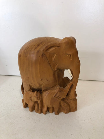 FAMIGLIA ELEFANTI IN LEGNO H15XL10XP8 CM