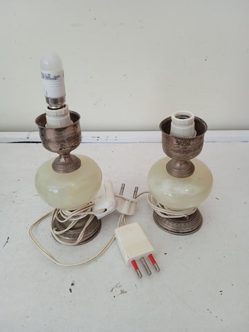 COPPIA LUMETTI IN ONICE E LAM ARG H13 CM