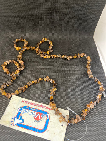 COLLANA LUNGA FRAMMENTI DI OCCHIO DI TIGRE