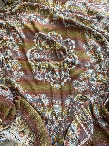 COPERTA MATRIMONIALE BEIGE FANTASIA CON FRANGE