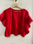 MAGLIA KORALLINE TG46 ROSSO C/RIPORTO MACRAME'