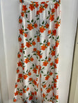 PANTALONE PLACEME TG40 BIANCO A FIORI ARANCIO(PARI AL NUOVO)