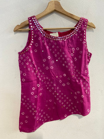 CANOTTA DONNA TGM FUCSIA C/CERCHIETTI SPECCHIATI(PARI AL NUOVO)