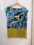 MAGLIA OTTAVIA FAILLA TGM FANTASIA VIOLA/VERDE C/FRANGE