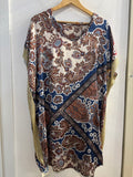 ABITO DONNA TGL FANTASIA BLU/MARRONE