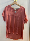 MAGLIA DIXIE TGM ROSA CIPRIA C/BORDO SFRANGIATO