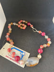 COLLANA SFERE ROSA/BEIGE C/PIETRA DURA