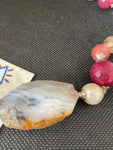 COLLANA SFERE ROSA/BEIGE C/PIETRA DURA