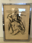 QUADRO NUDO DI DONNA BIANCO E NERO CON CORNICE IN ALLUMINIO H52XL48 CM