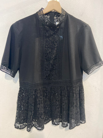 MAGLIA SOTTOGIACCA ZARA TGM NERO C/RIPORTO IN PIZZO
