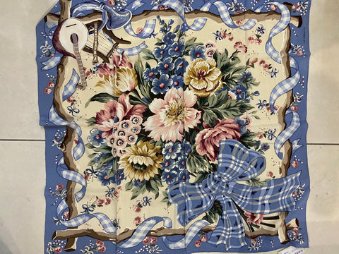 FOULARD LIZ CLAIBORNE IN SETA AZZURRO FANTASIA