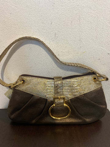 BORSA BAGUETTE CARBOTTI MARRONE/DORATO
