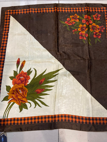 FOULARD GRANDE LA VILELLA IN SETA MARRONE FANTASIA