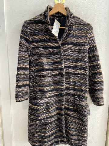 CAPPOTTO A.FUSCO TG42 IN MAGLIA BEIGE/GRIGIO/NERO