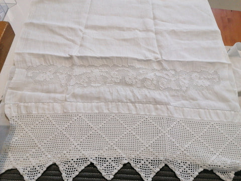 ASCIUGAMANO GRANDE MISTO LINO BIANCO C/SFILATO SICLIANO E BALZA UNCINETTO