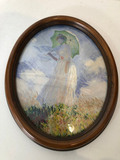 CORNICE OVALE IN LEGNO CON STAMPA H29XL25 CM