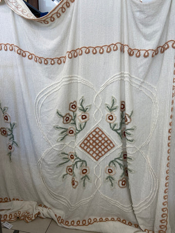 COPRILETTO MATR.CINIGLIA BIANCO/MARRONE A FIORI