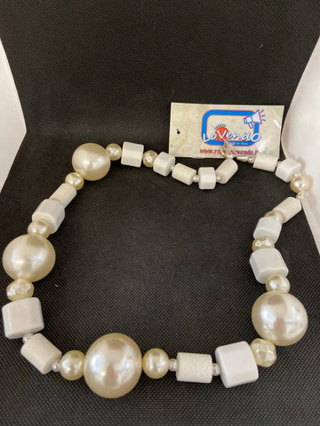 COLLANA PERLE/PIETRE BIANCHE