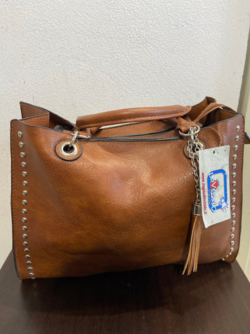 BORSA A MANO COGNAC C/BORCHIETTE