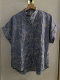 CAMICIA DONNA TGM A RIGHE AZZURRO/BIANCO C/RICAMO