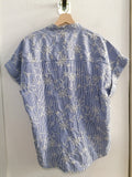CAMICIA DONNA TGM A RIGHE AZZURRO/BIANCO C/RICAMO