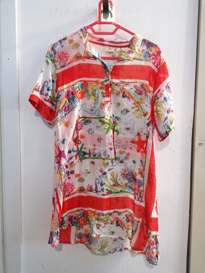 ABITO COPRICOSTUME INDIAN EMPORIUM TGS BIANCO/ROSSO FANTASIA
