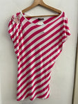 MAGLIA DENNY ROSE TGM RIGHE BIANCO/ROSA
