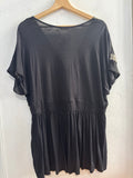 MAGLIA OLTRE TGXL NERO C/RICAMO BEIGE