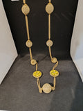 COLLANA LUNGA PALLINE DORATE C/FIORI VERDI