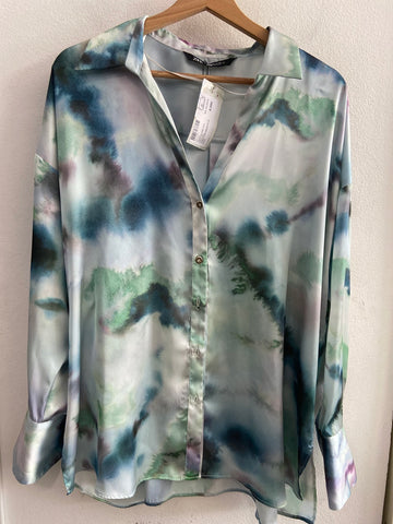 CAMICIA ZARA TGXL FANTASIA VERDE/AZZURRO(PARI AL NUOVO)