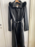 CAPPOTTO LUNGO TG46 IN VERA PELLE NERA C/RIPORTO PELLICCIA