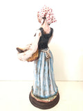STATUA CONTADINA IN CERAMICA PERCONTE SCIACCA H35XL10XP10 CM ( LEGGERA IMPERFEZIONE )