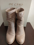 STIVALETTO DONNA MIS.35  IN PELLE BEIGE TRAFORATO C/SCATOLO