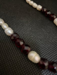 COLLANA PERLINE SCARAMAZZE E GRANATINA BORDEAUX