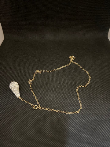 COLLANA IN ARG925 DORATA C/CIONDOLO STRASS