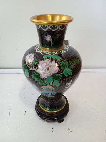 VASO IN METALLO STILE ORIENTALE H25XDIAMETRO5 CM  + BASE ( BASE CON IMPERFEZIONE )